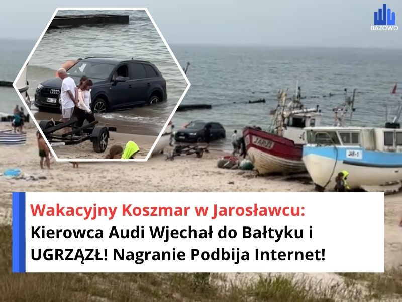 Wakacyjny Koszmar w Jarosławcu: Kierowca Audi Wjechał do Bałtyku i UGRZĄZŁ! Nagranie Podbija Internet!